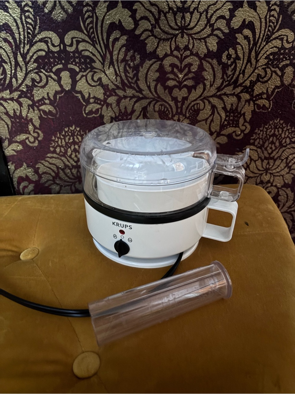KRUPS White Electric Egg Cooker with Clear Lid and Stand